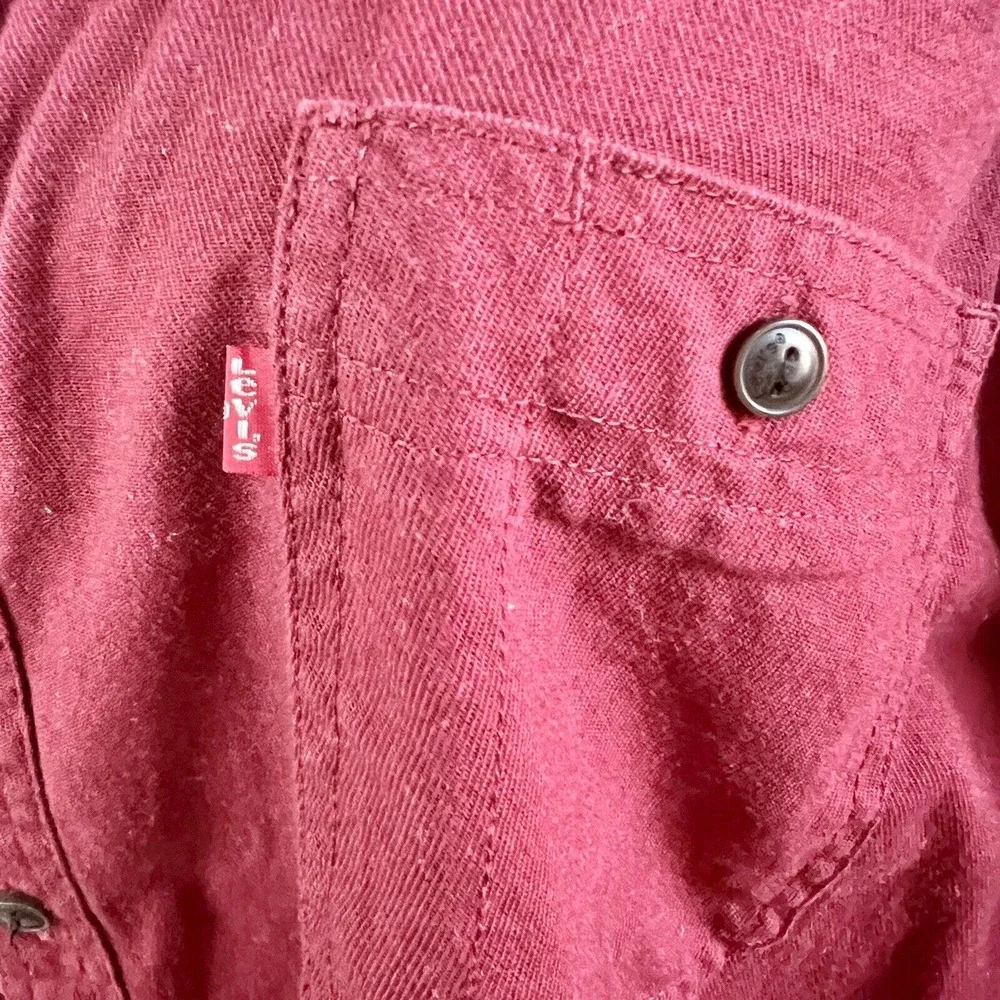 Levis Shirt Mens XXLarge Maroon Red Button Up Red Tab Long Sleeve Casual Strauss